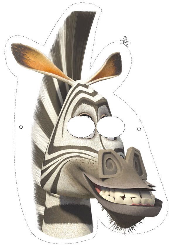 çocuklar için hazır kağıttan Zebra maskesi şablonu